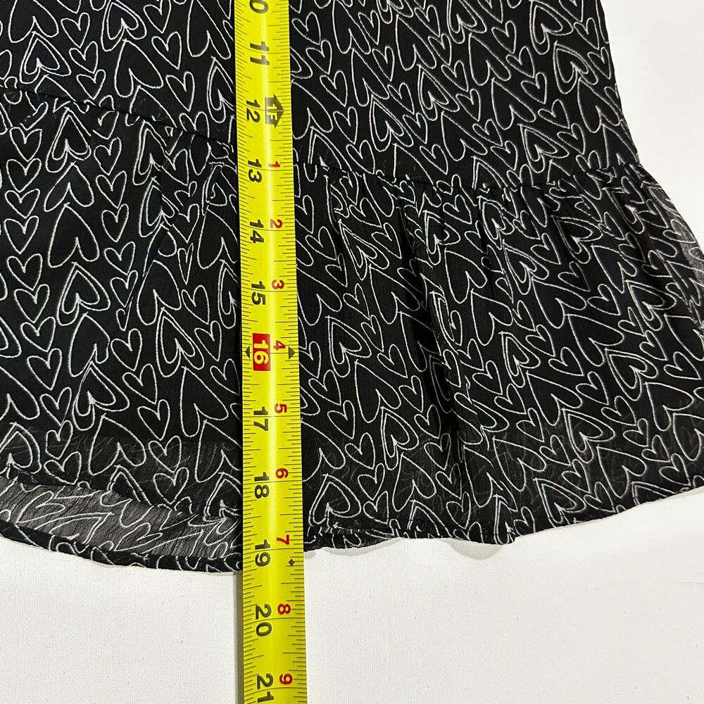 Loft Petite Heart Tiered Skirt Black Chiffon Romantic Small NWT - Picture 4 of 8